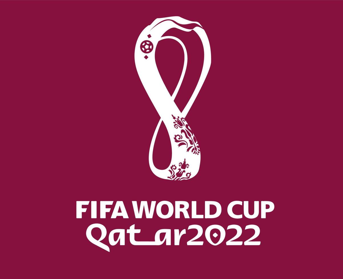 copa mundial de la fifa qatar 2022 logotipo oficial campeón blanco símbolo diseño vector ilustración abstracta con fondo granate