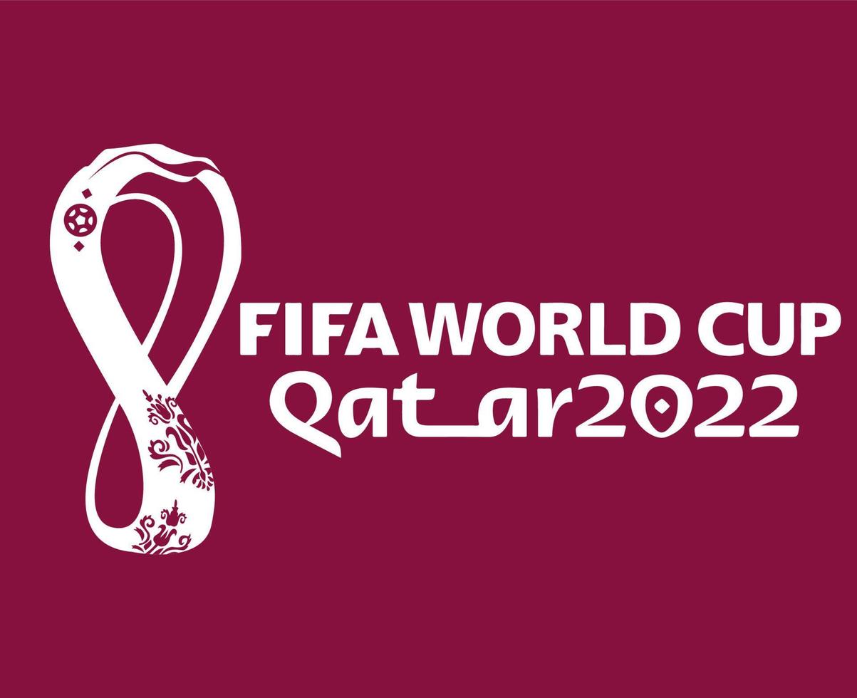 mondial fifa world cup qatar 2022 logotipo oficial campeón blanco símbolo diseño vector ilustración abstracta con fondo granate