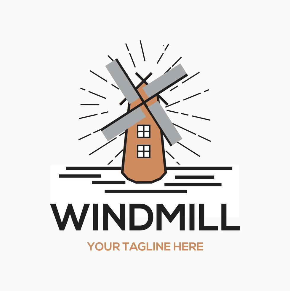 windmill line draw - holland icon - wonder of the world vector