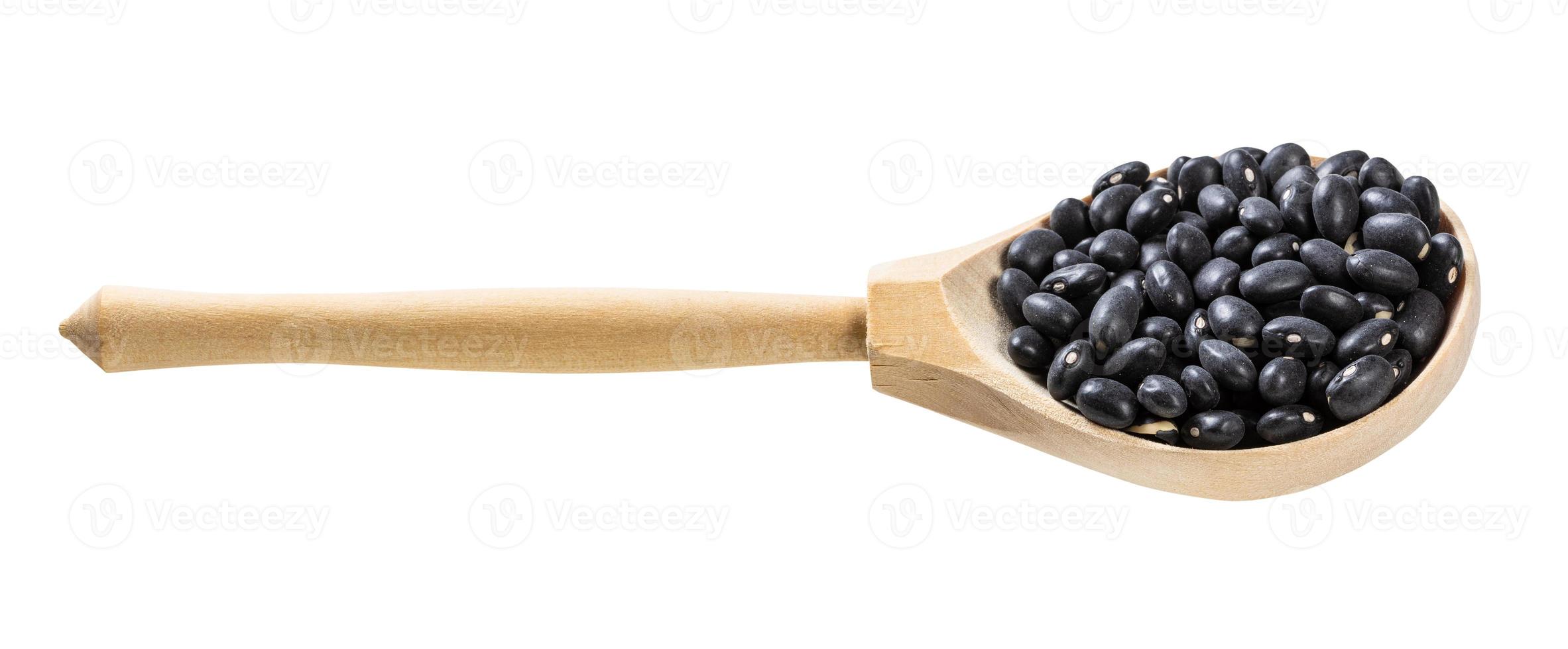 spoon with uncooked black mexico beans isolated photo