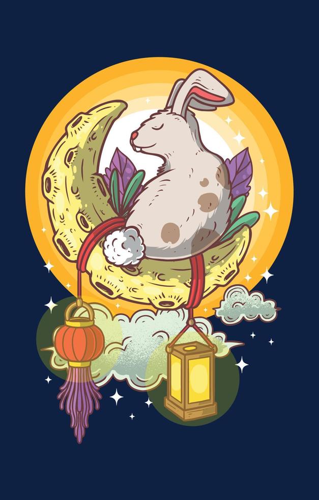 Moon And Bunny vector