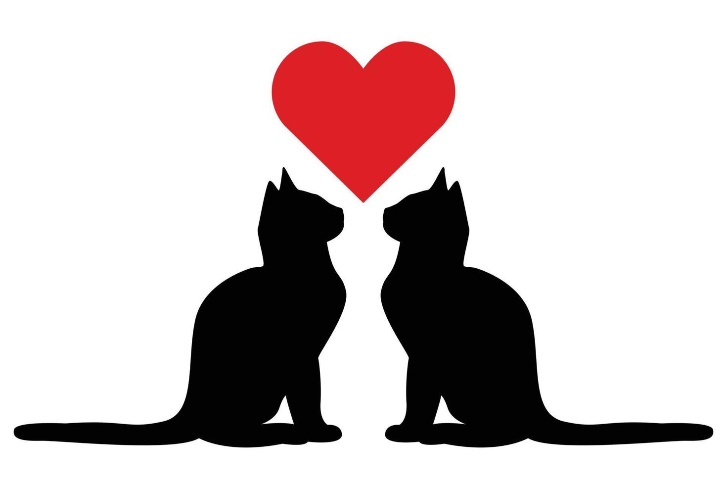 Cats with heart love symbol vector illustration