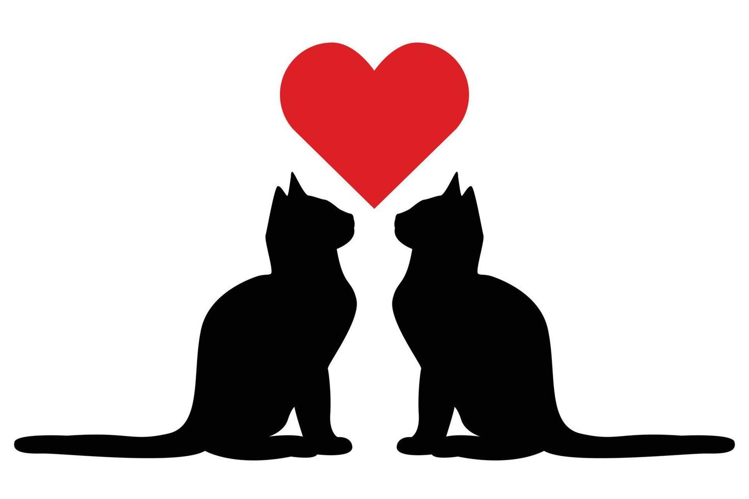 Cats with heart love symbol vector illustration