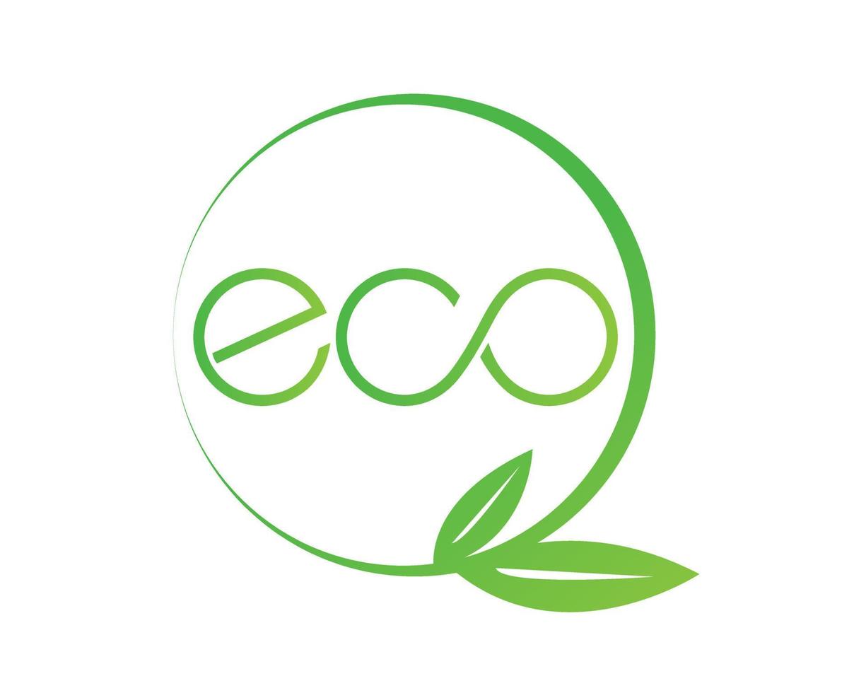 logo eco verde con hojas - vector