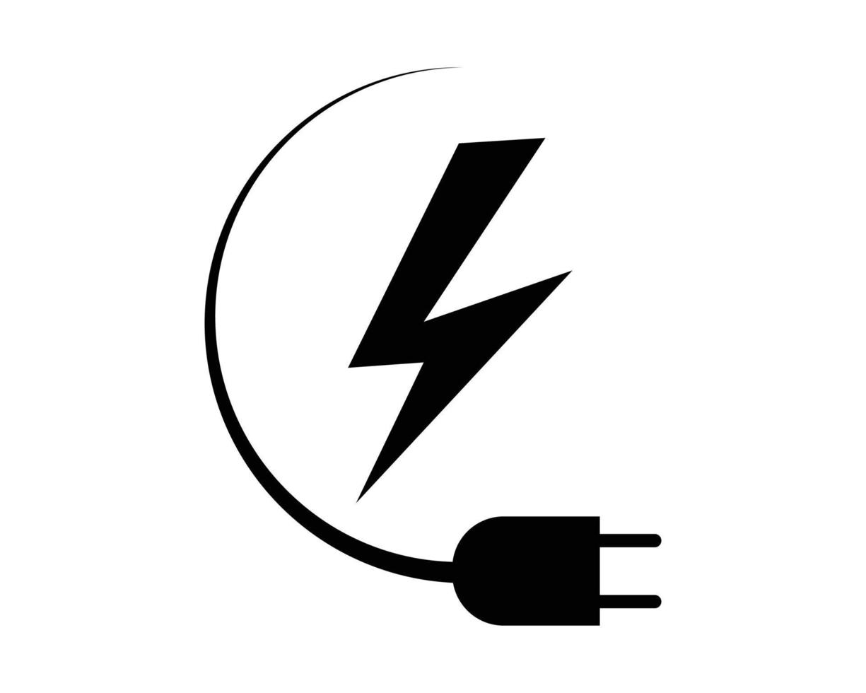 electricidad logo vector negro con relámpago