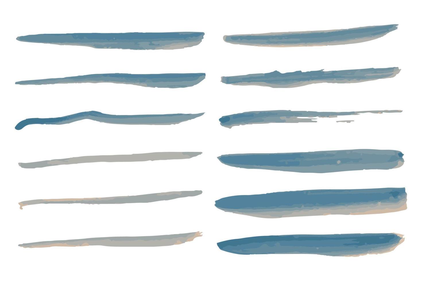 watercolor blue brushes on white background vector