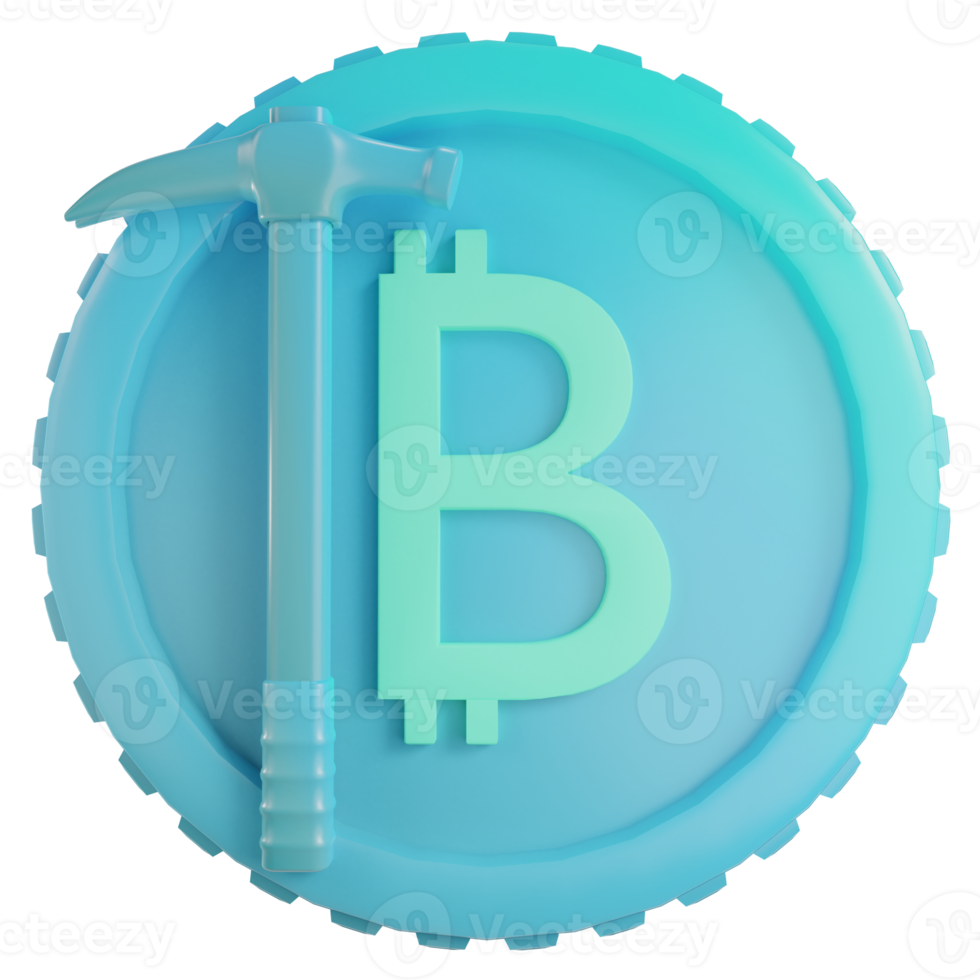 3d render bitcoin mining illustration png