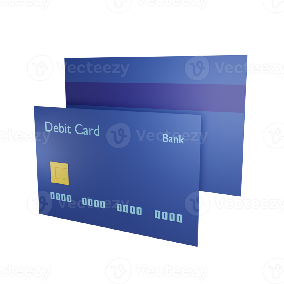 3d debit card object with transparent background png