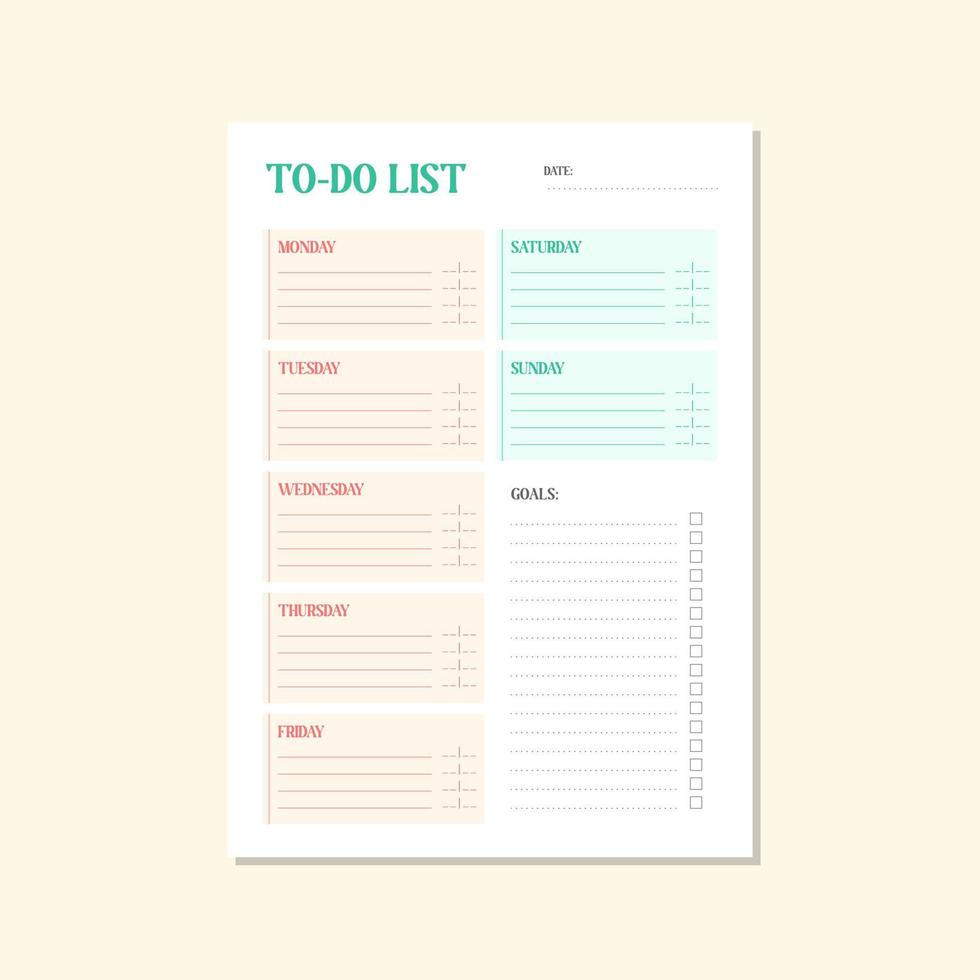 pink and green to-do list vector template