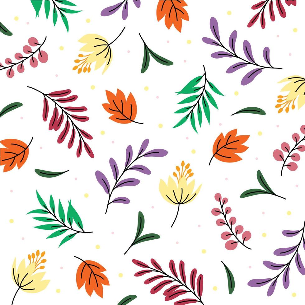 colorful leaves and flowers wallpaper design vector