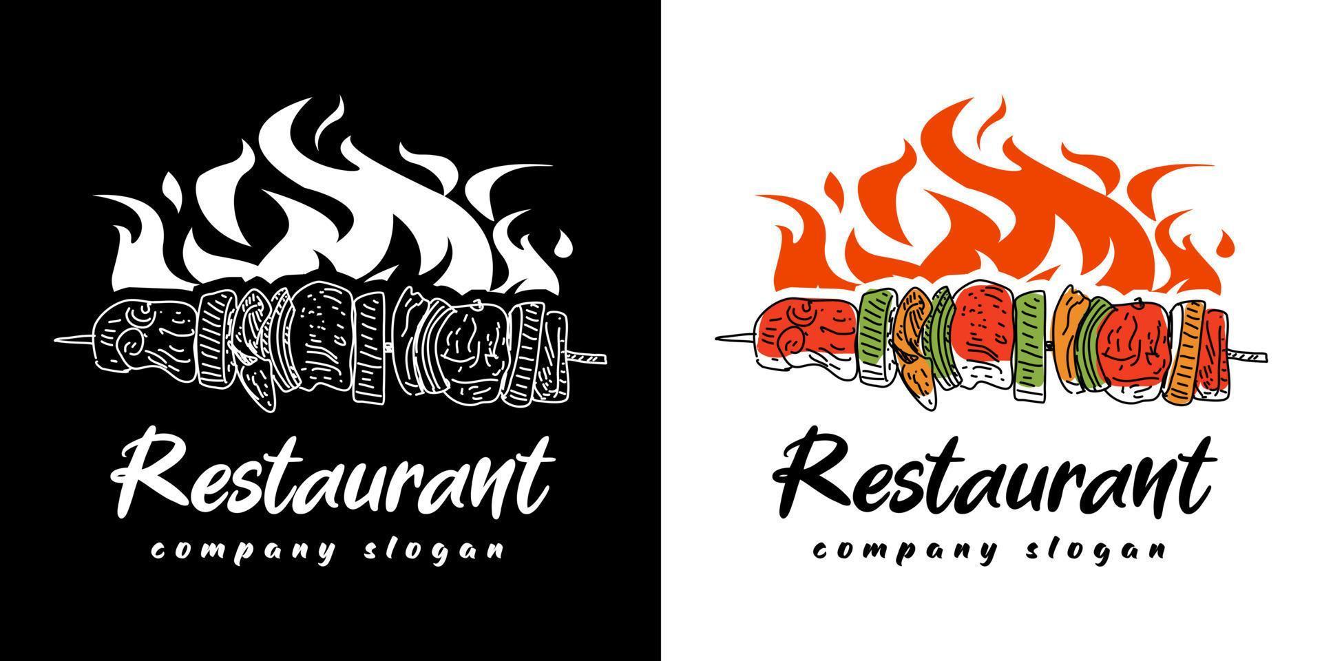 Shish kebab logo design. vector