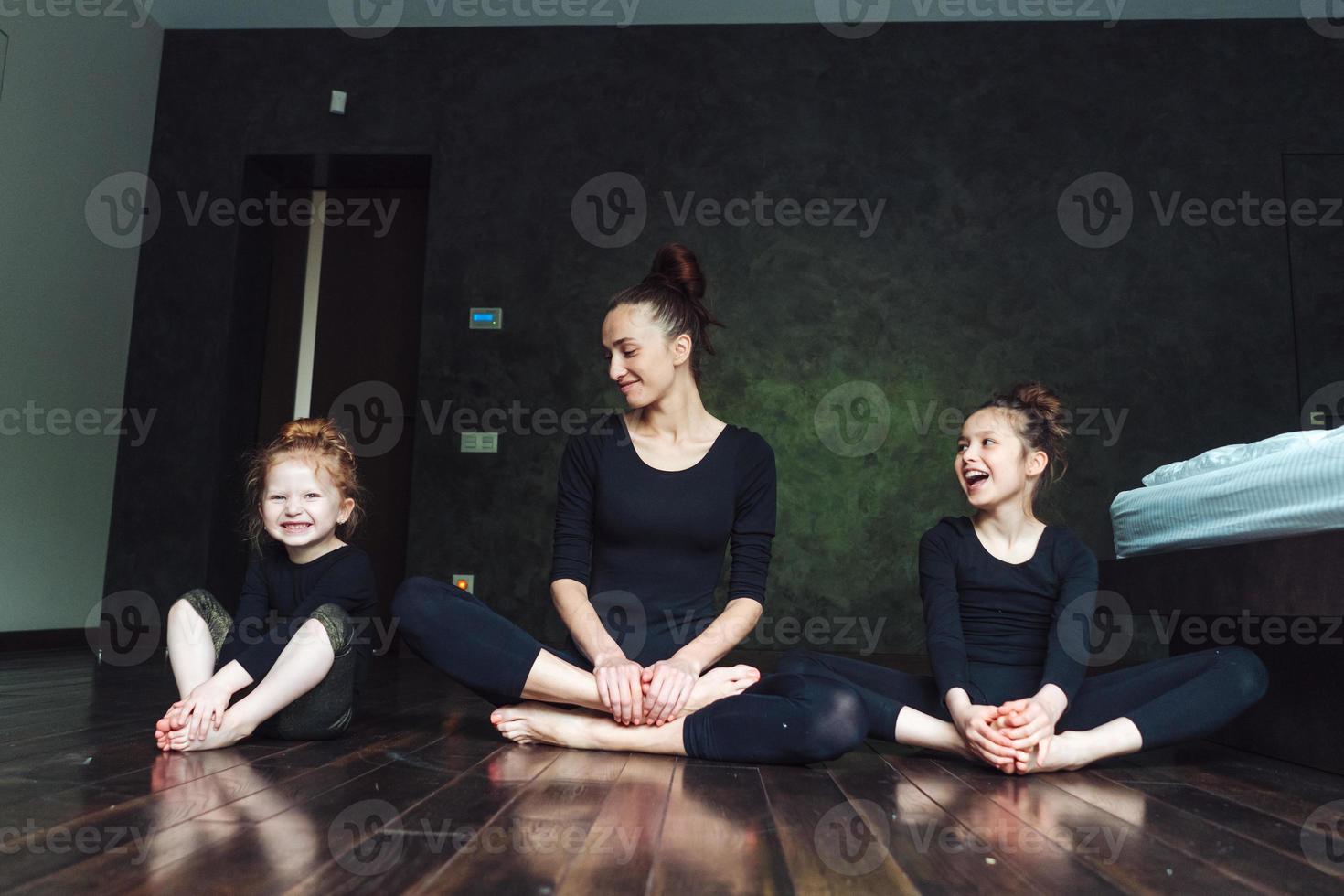 Mom and two daughters spend time together photo