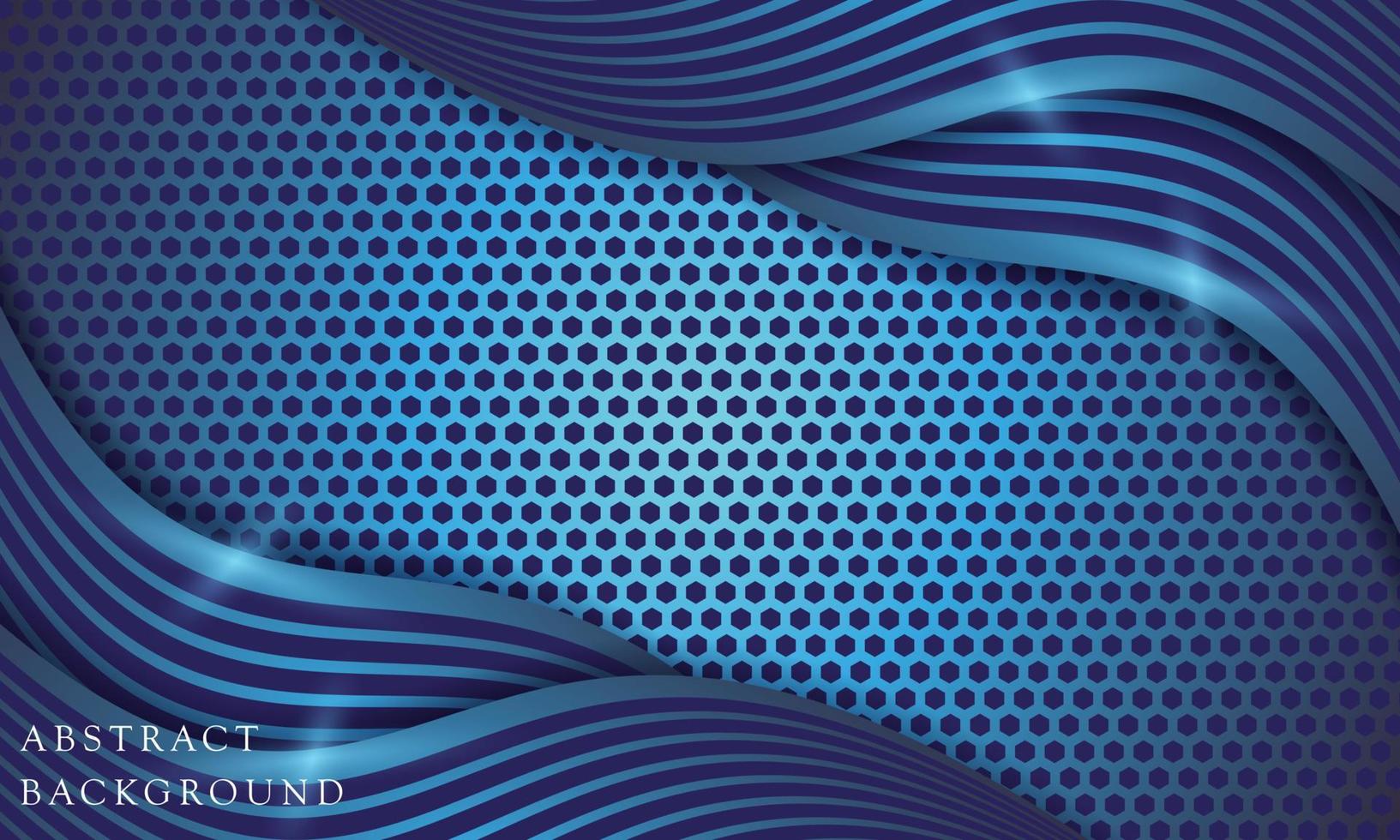 abstract dark wavy blue with hexagon background vector