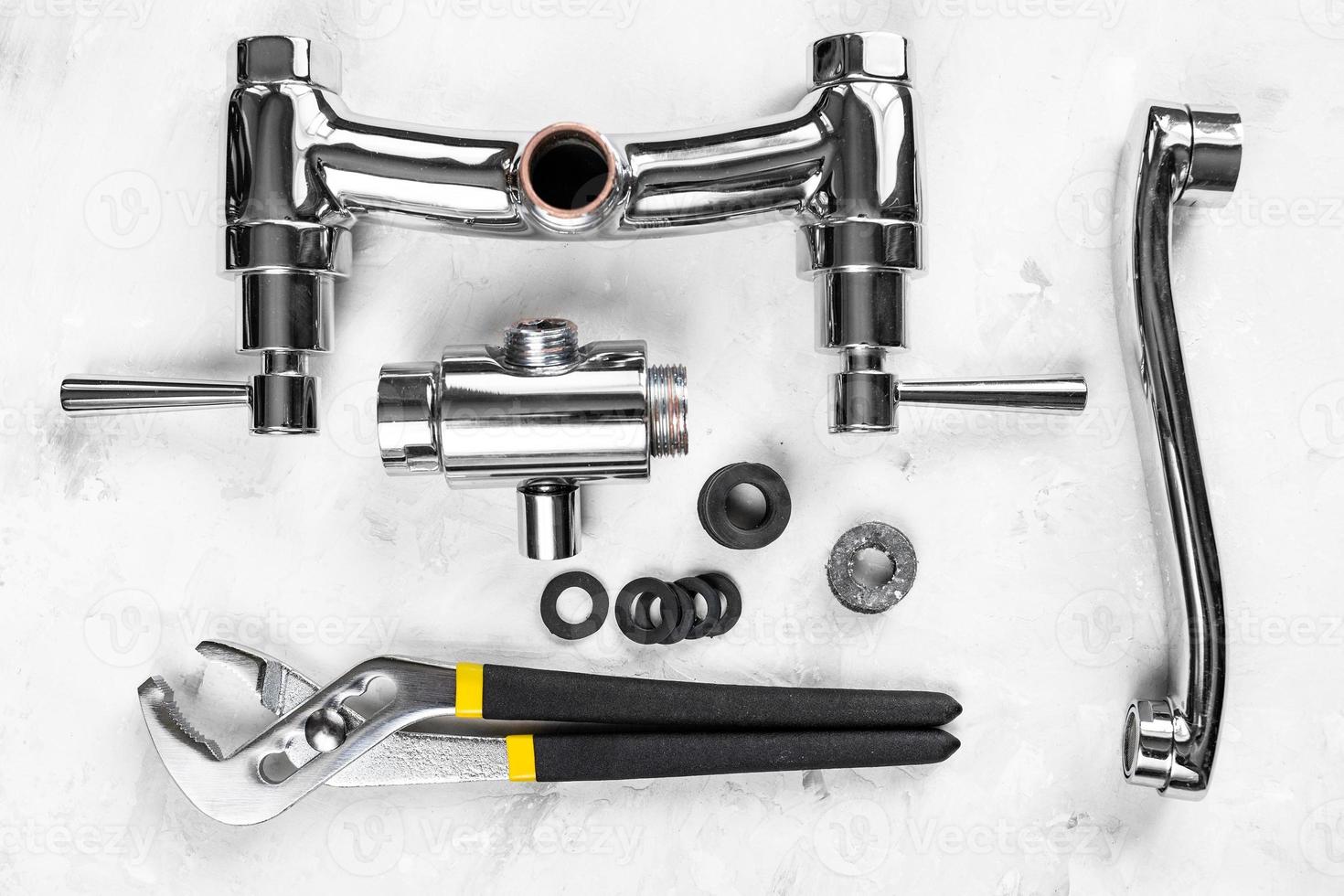 above view of wrench, faucet, diverter, spout photo