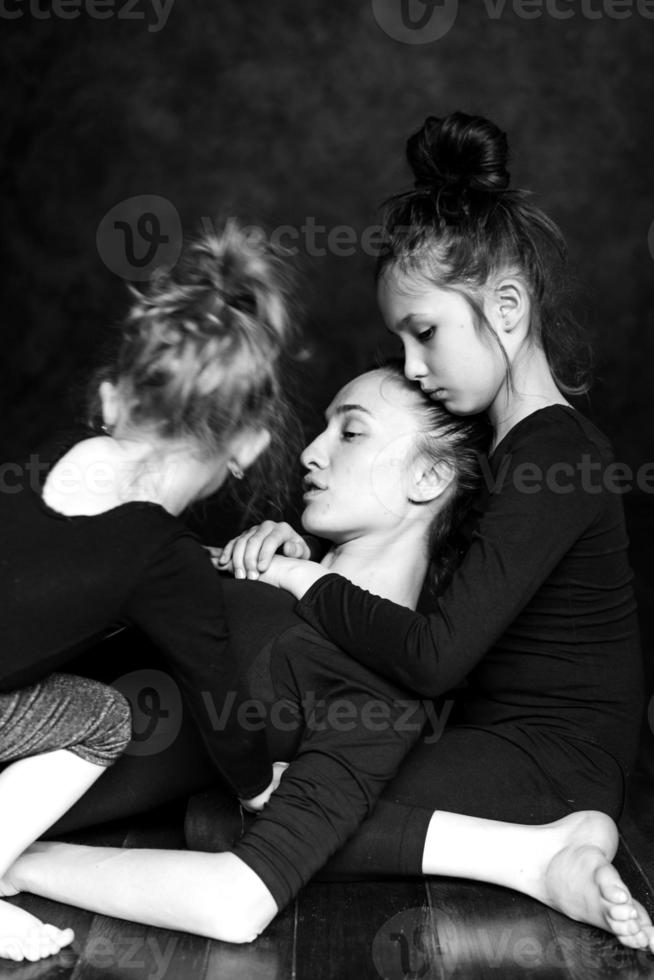 Mom and two daughters spend time together photo
