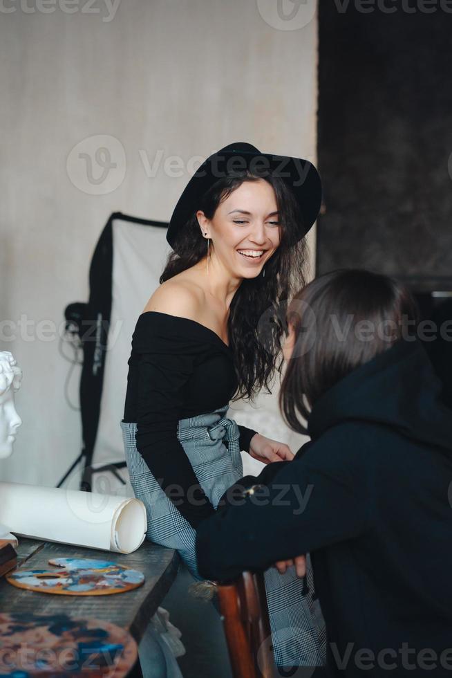 Portrait of a two beautiful sexy young women photo