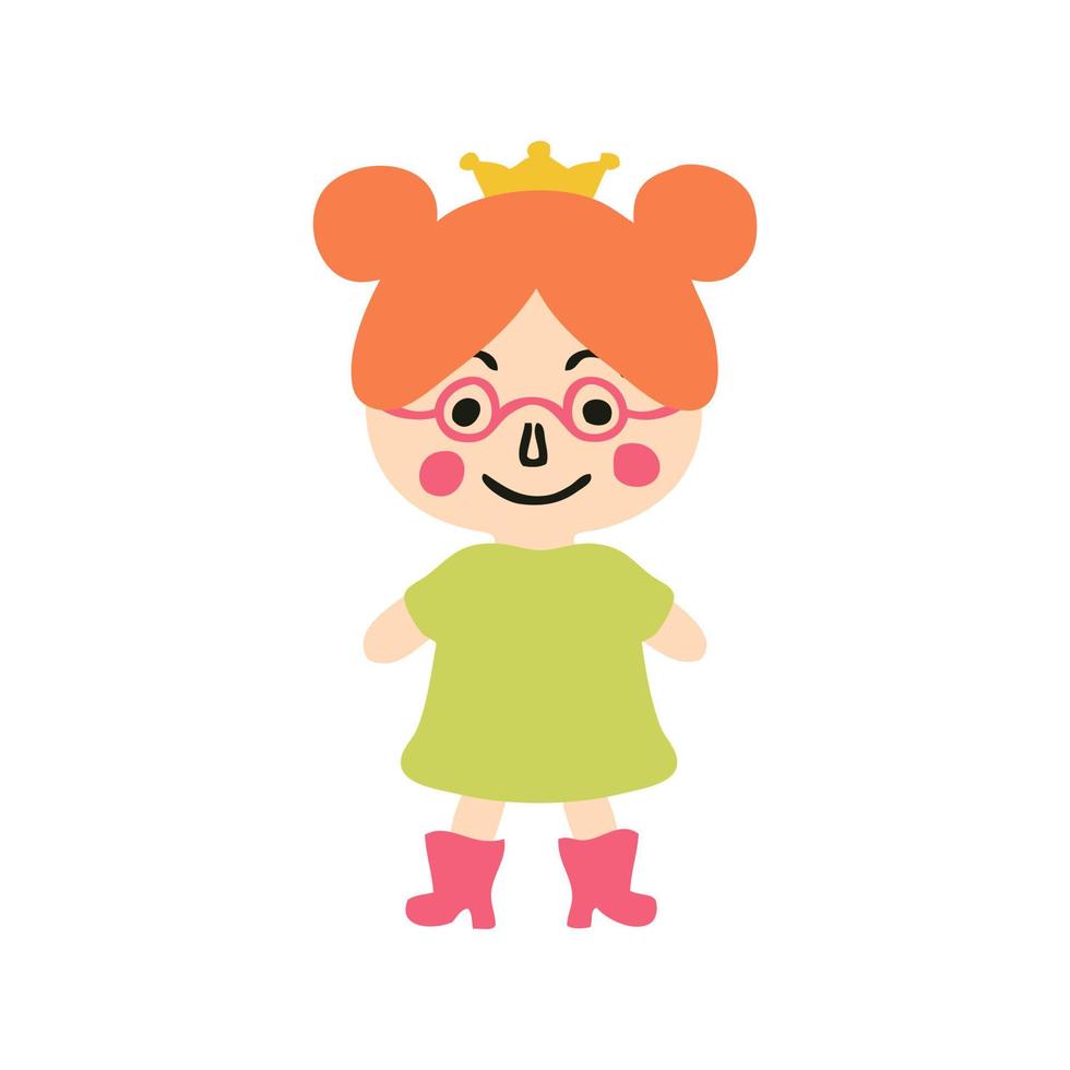 Cute little princess flat isolated vector illustration. Perfect for posters, greeting cards, tee, logo, stickers and print.