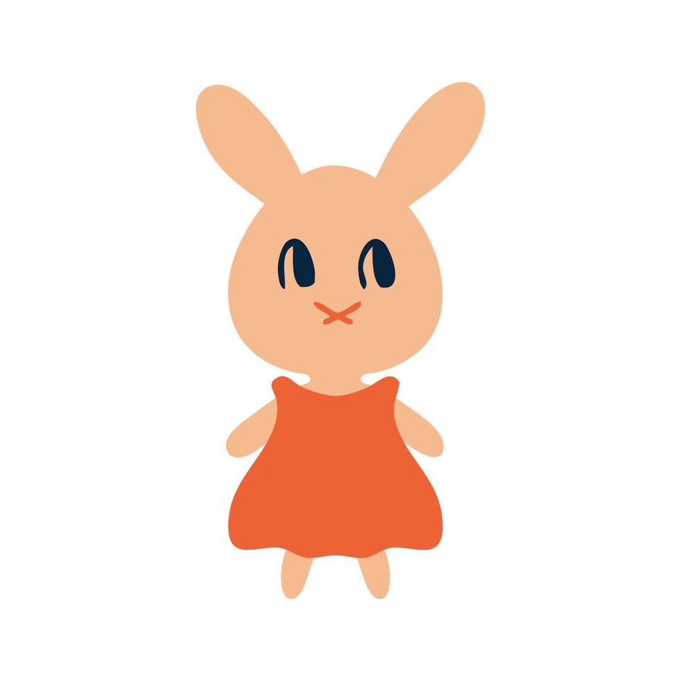 Hand drawn cute bunny in flat style. Perfect for T-shirt, logo and print. vector
