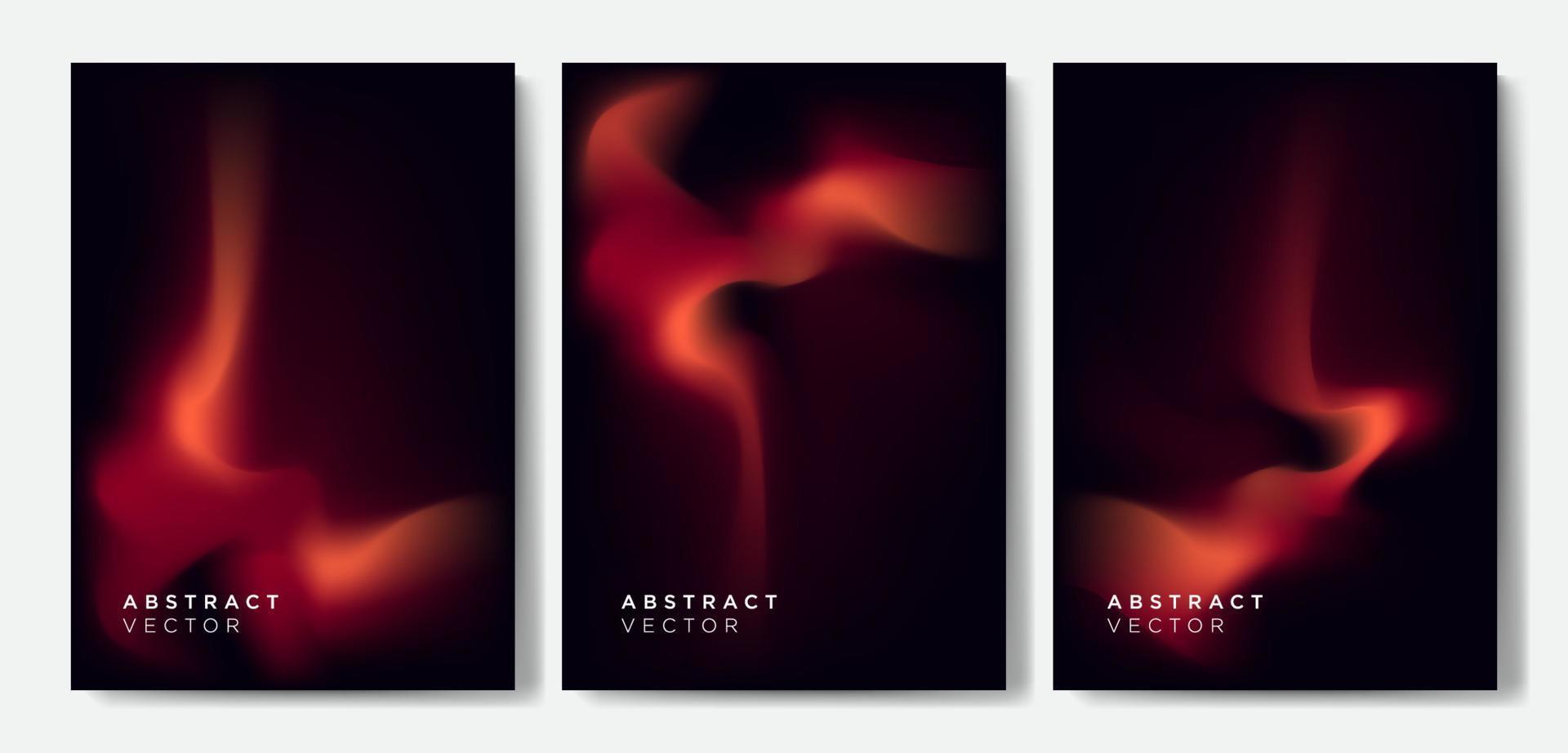 Minimalist red fire gradient cover backgrounds vector set