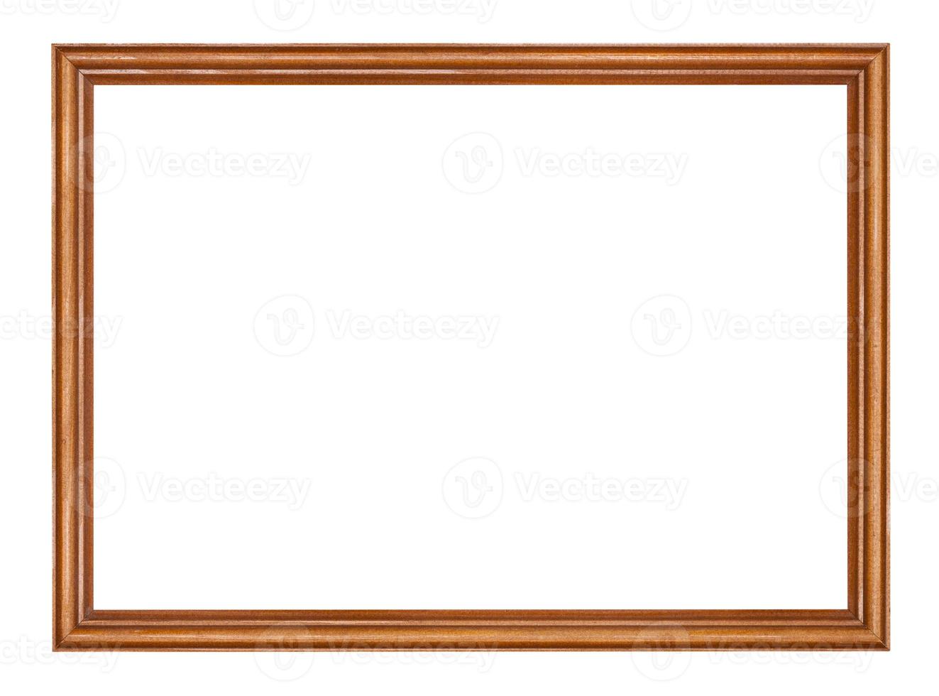 empty narrow brown lacquered wooden picture frame photo