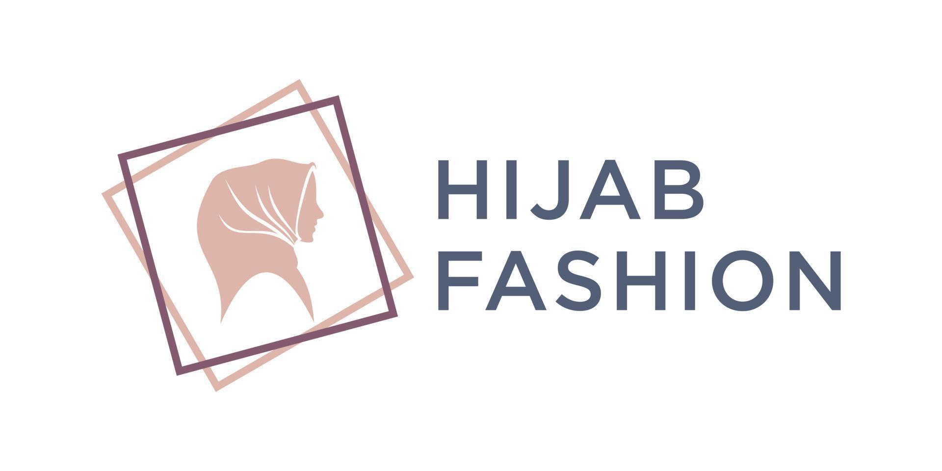hijab feminine woman logo design vector