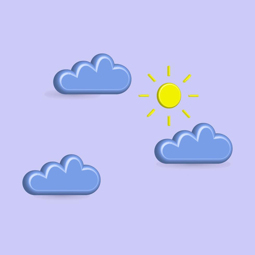 icono de sol de nube vector