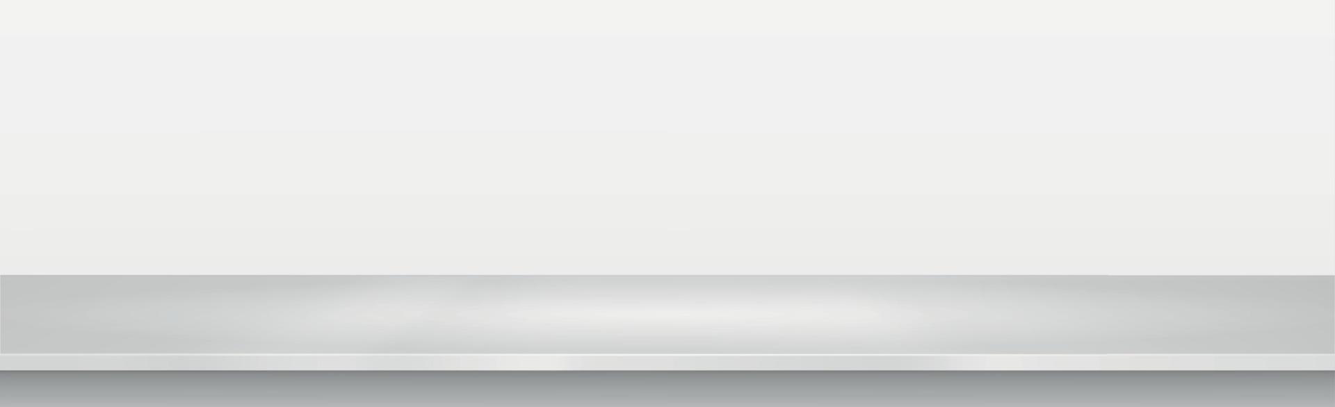 Light white stone table top on white panoramic background, advertising web template - Vector