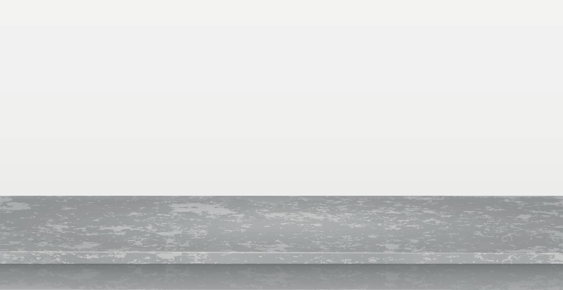 Gray concrete stone countertop on white panoramic background, promotional web template - Vector
