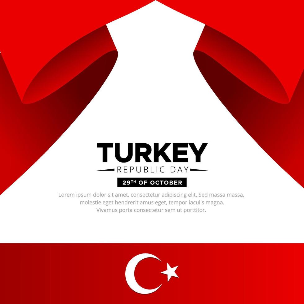 Celebration Turkey republic day background design with soldier silhouette and wavy flag vector