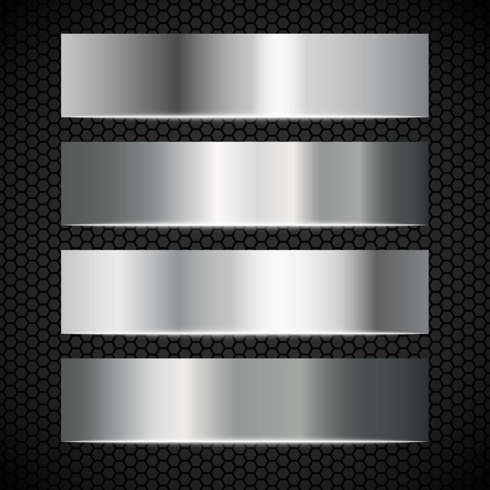 Collection of Metallic gradient template background vector. Set of Metallic texture background banner. vector