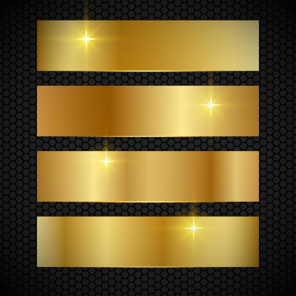 Collection of gold gradient template background vector. Set of Gold design background banner. vector