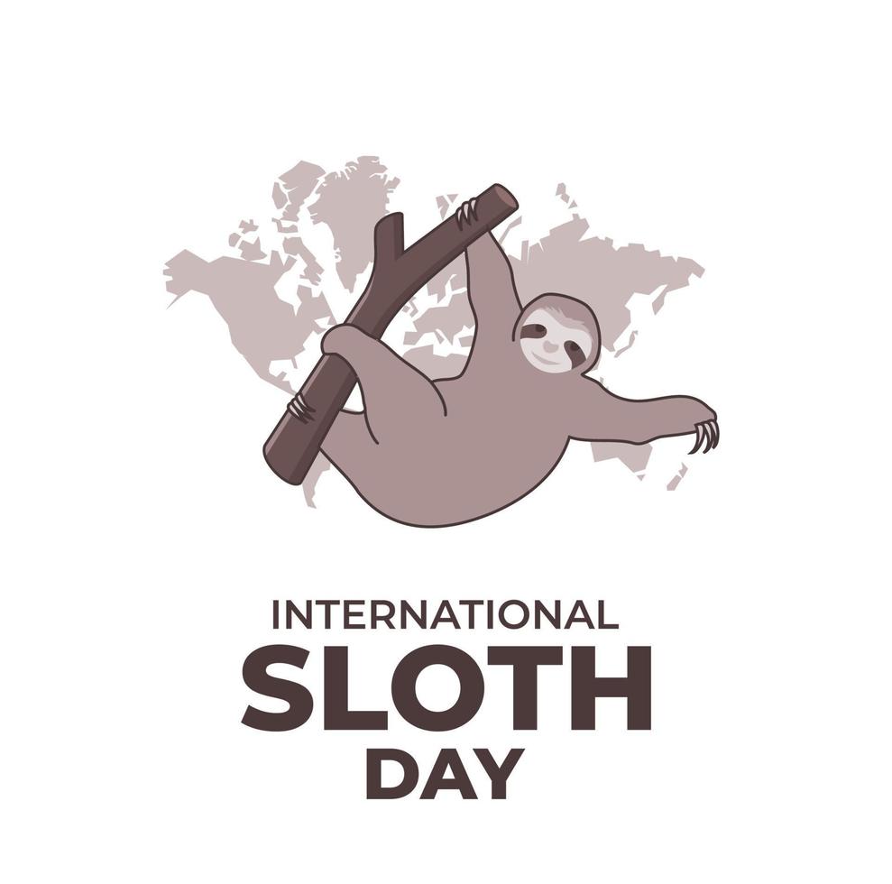 International Sloth Day Poster Background Celebration Template to Raise Awareness of the Species Cute Vector Illustration