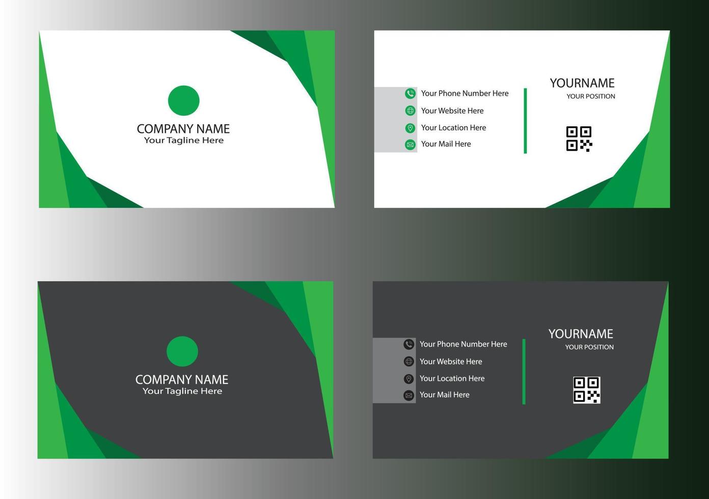 Creative and modern Business card template design, illustration Business card template design, green and blue and black and red with white background color vector