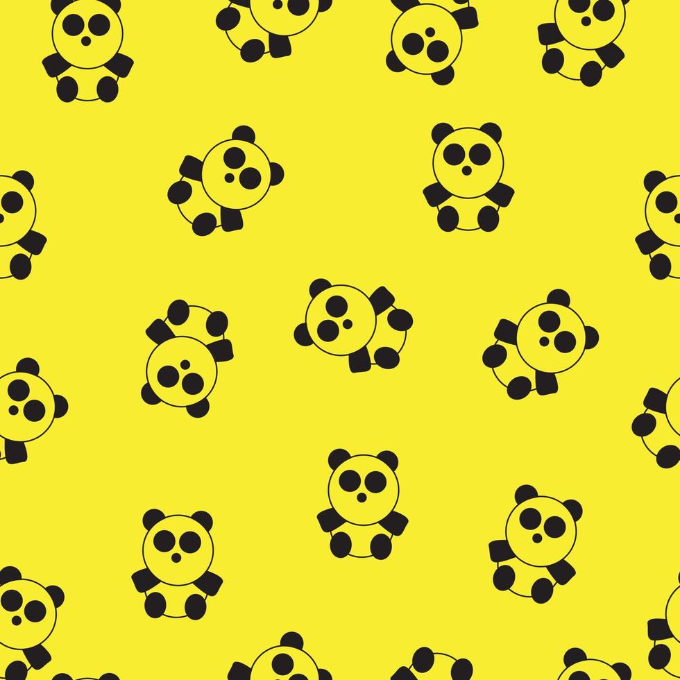 panda seamless pattern on yellow color background, perfect to print on gift wrap and fabric. vector
