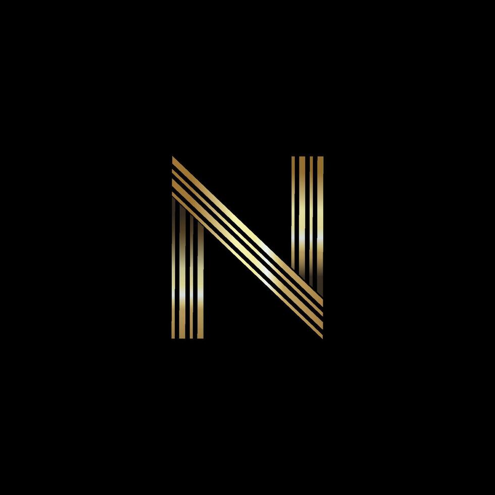 gold n logo design luxury letter n logo vector