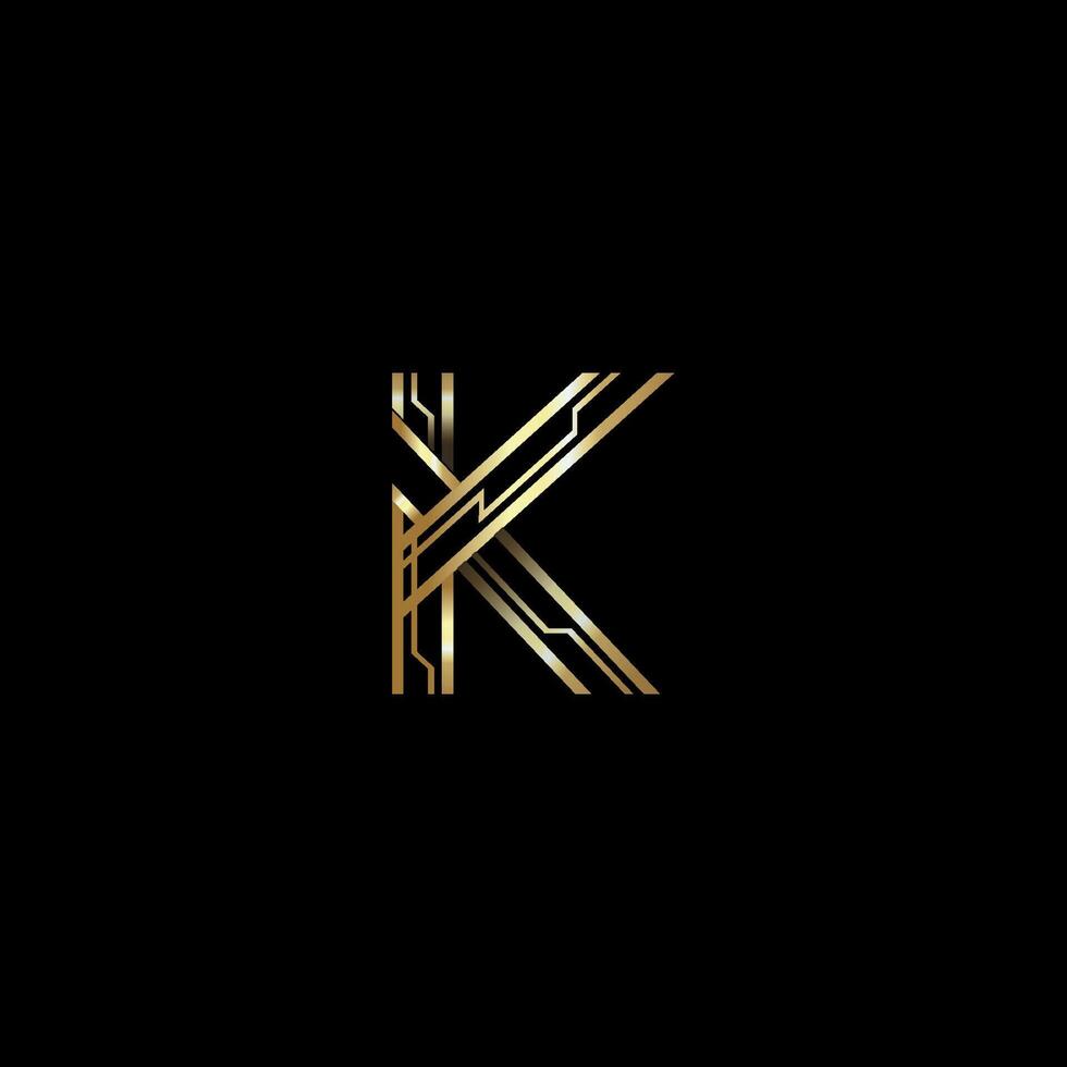 k luxury logo tech letter k logo design vector