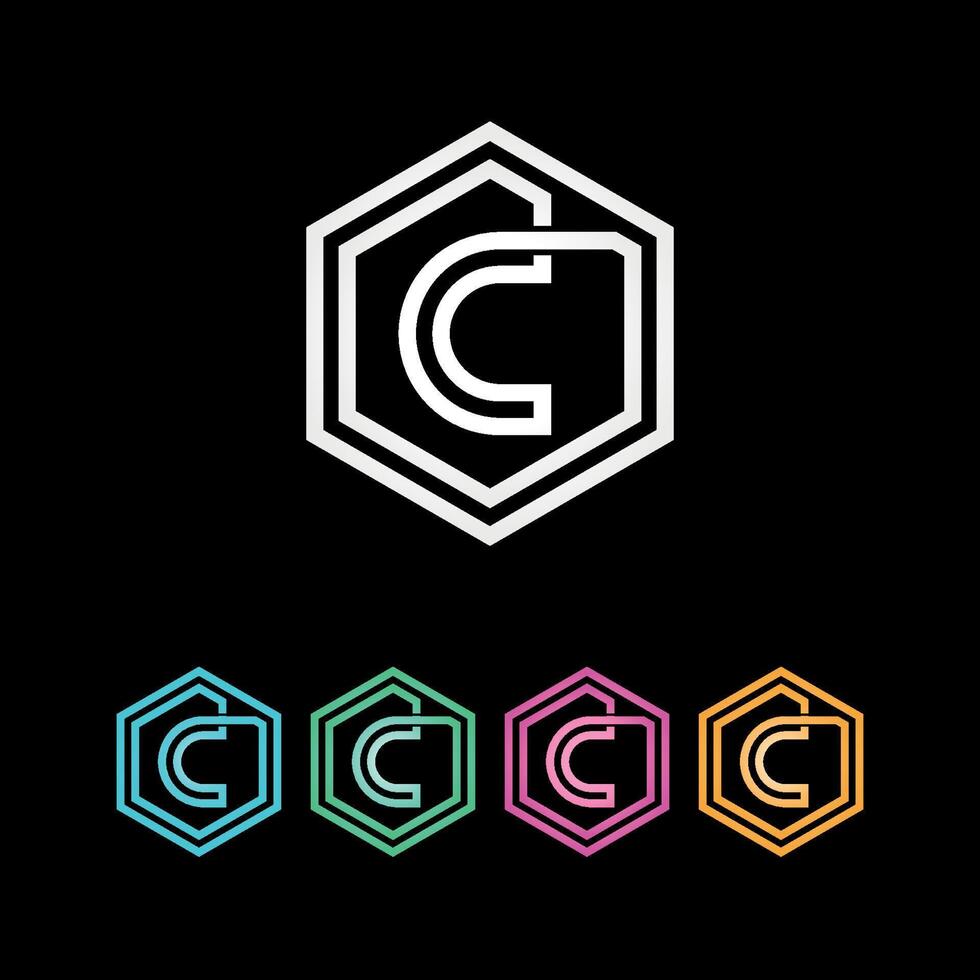 c hexágono logo diseño letra c logo vector