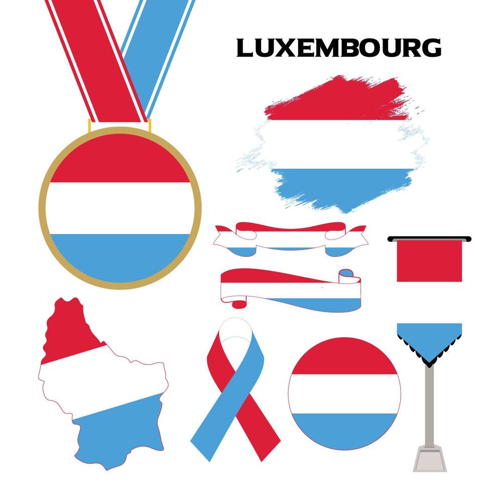 colección de elementos con la plantilla de diseño de la bandera de luxemburgo vector