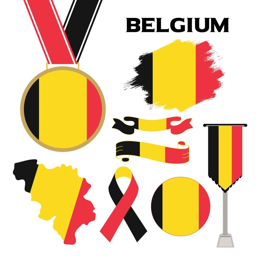 colección de elementos con la plantilla de diseño de la bandera de bélgica vector