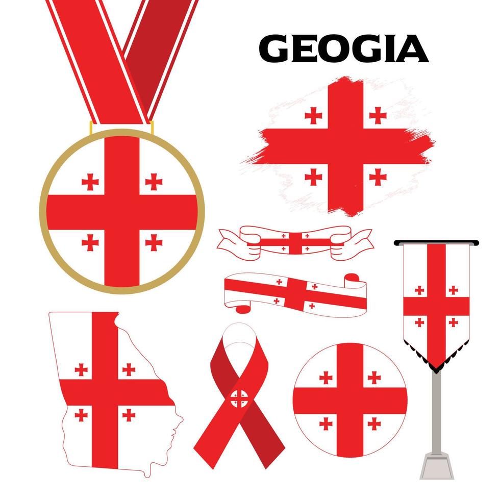 Elements Collection With The Flag of Georgia Design Template vector