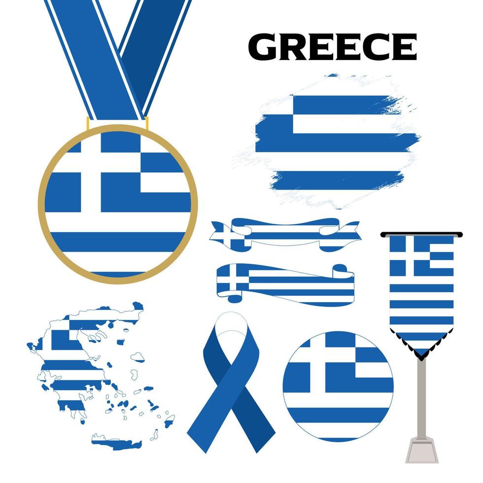 Elements Collection With The Flag of Greece Design Template vector