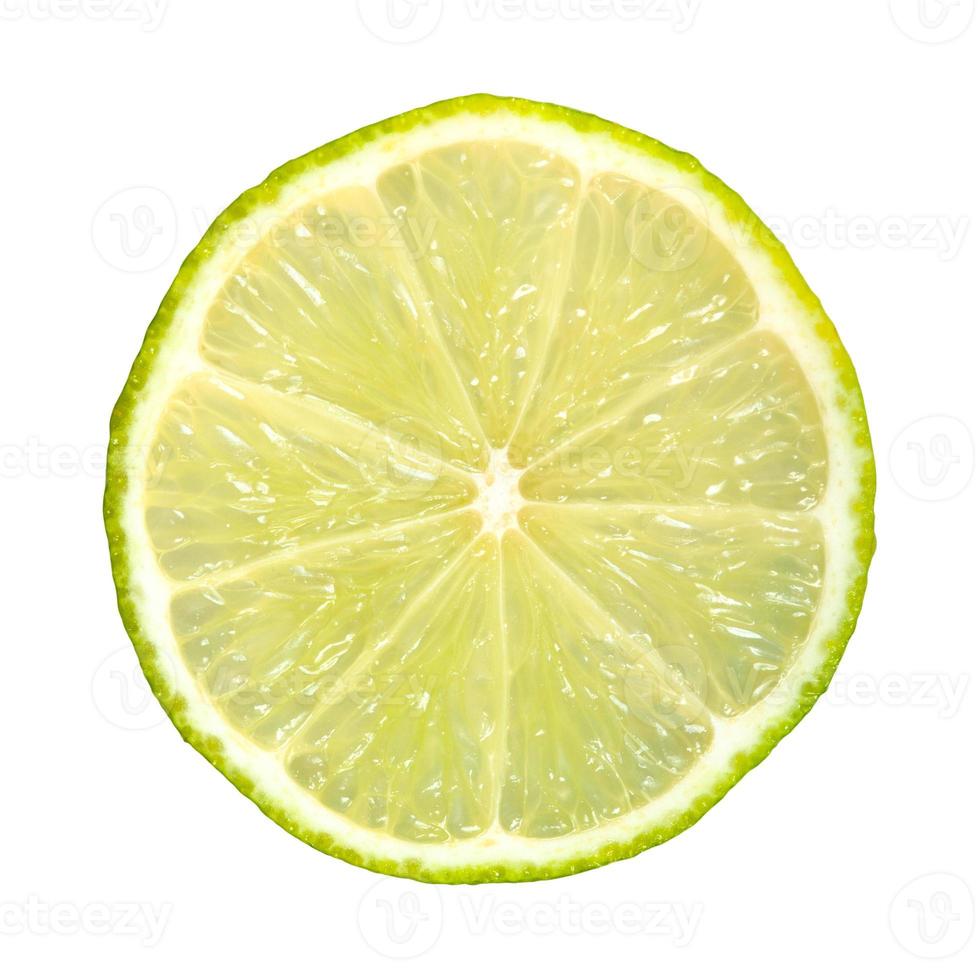 thin slice of fresh lime isolated on white photo