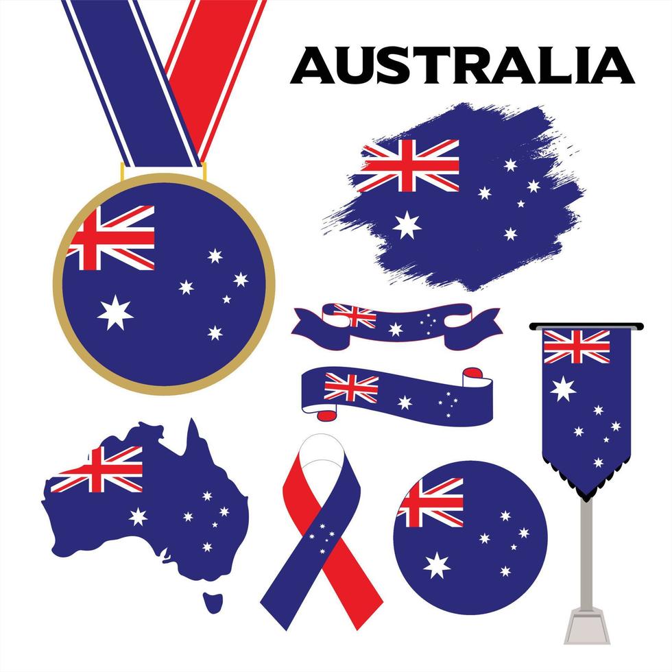 Elements Collection With The Flag of Australia Design Template vector