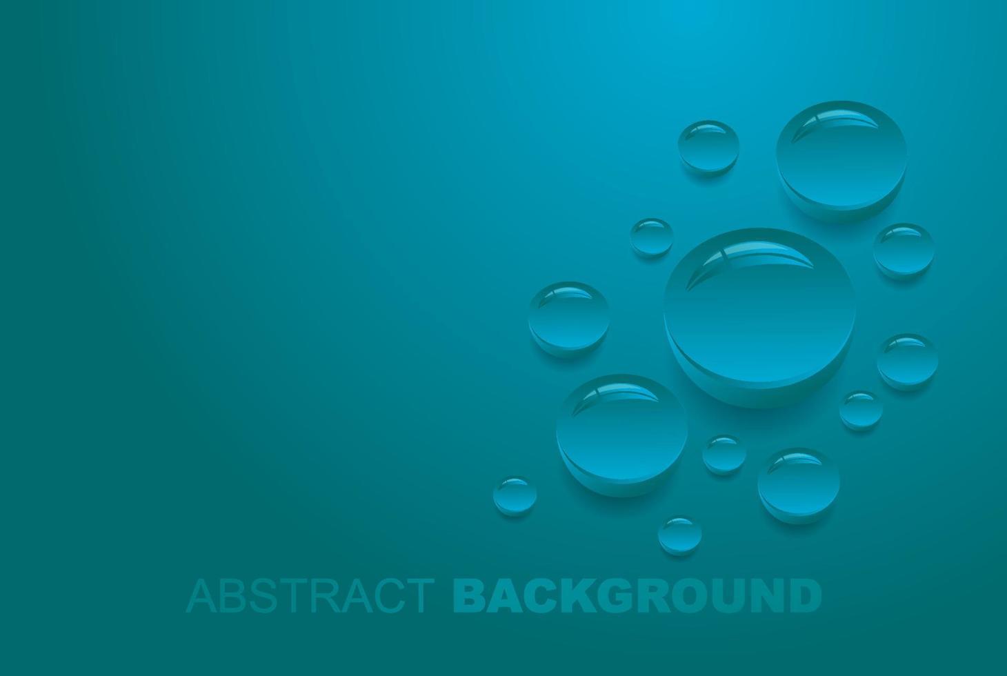 Vector Illustration of water drops different size with reflection isolated on gradient background