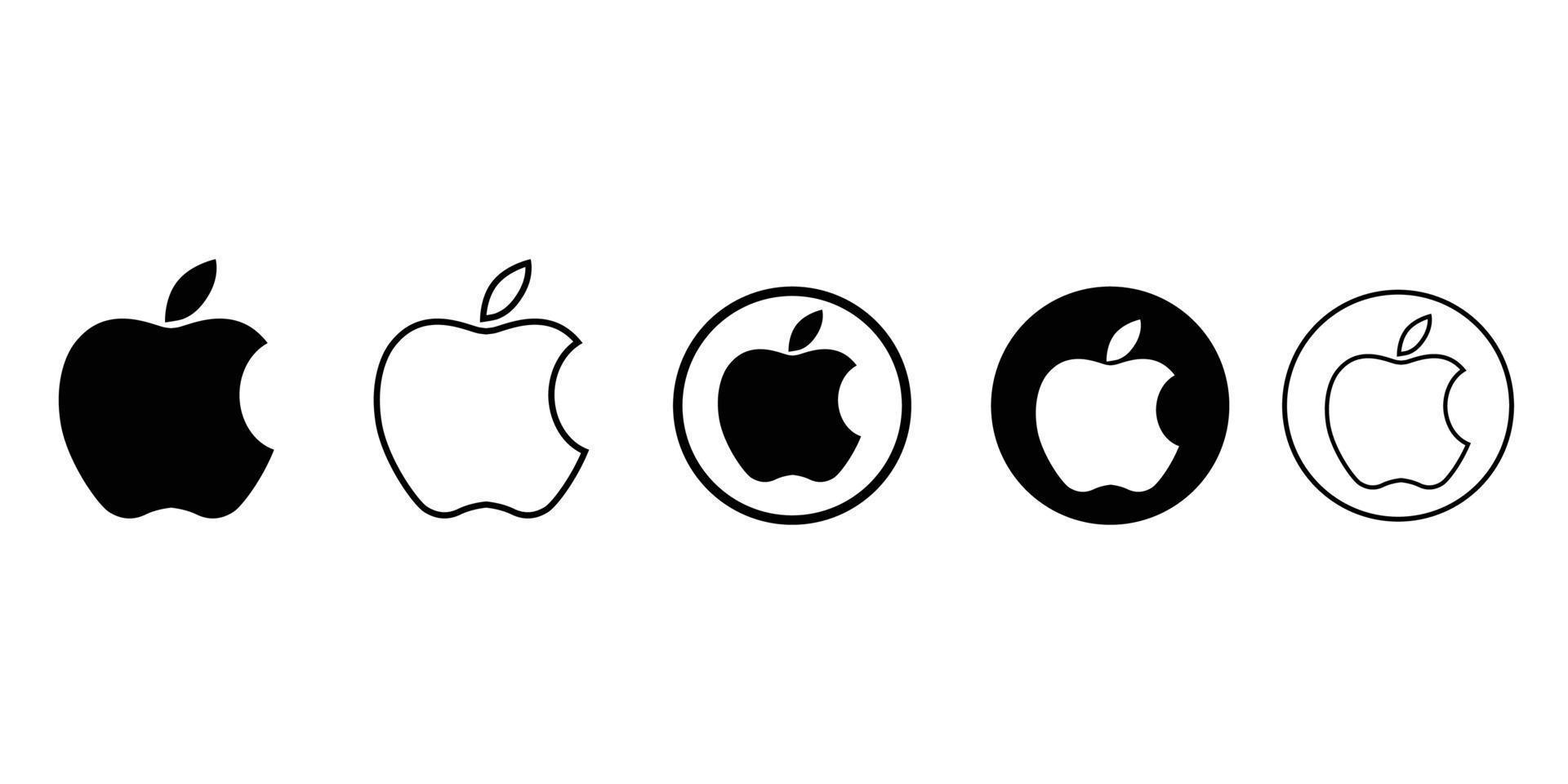 conjunto de logotipos de apple en la imagen vectorial de fondo blanco vector