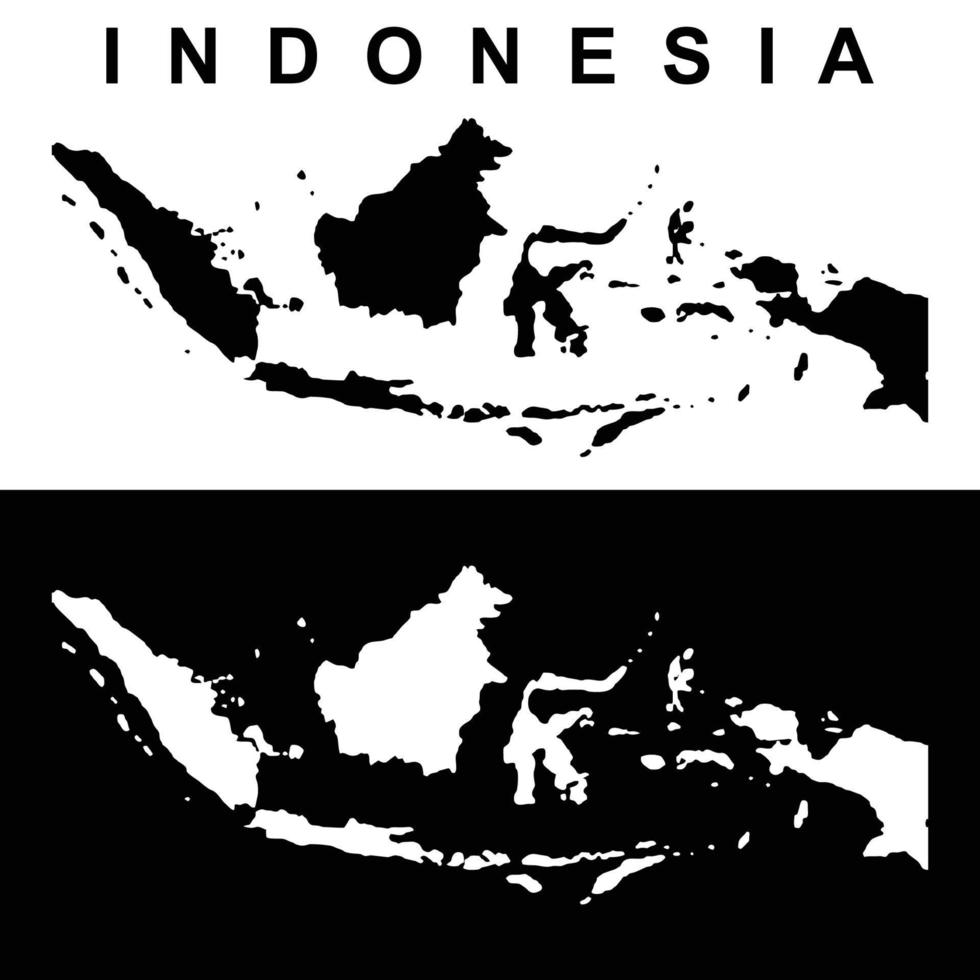 Indonesia country map on black and white background. vector