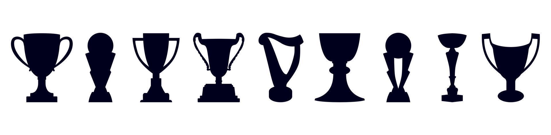 Trophy cup icon collection vector