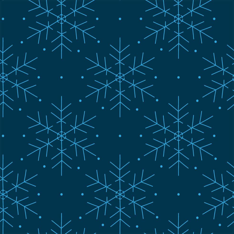 Deep blue snowflakes seamless pattern. vector