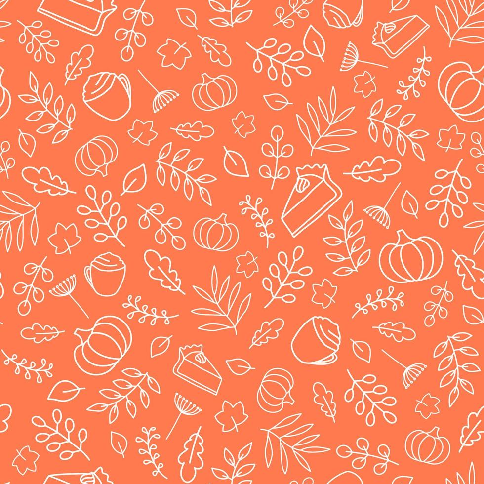 Autumn seamless pattern. Pumpkin spice latte pattern. vector