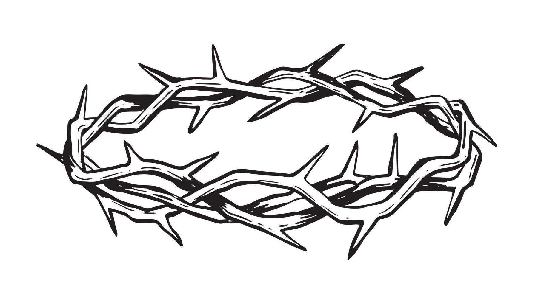 corona de espinas ilustración dibujada a mano sobre fondo blanco. vector